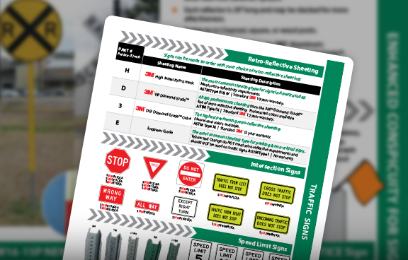 Traffic sign products information sheet