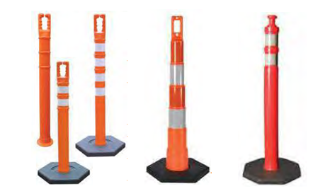 Orange traffic delineator posts selection